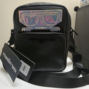 Karl Lagerfeld Black Crossbody Bag with Iridescent Accent